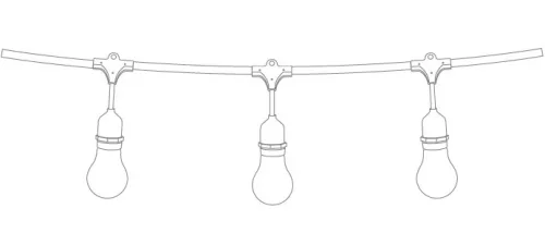 0994 / B Black String Lights IP44 8,5m 15x E27 60W