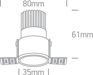 10103BTR / W / W fehér LED 3W WW 36DEG 350MA IP20 Sötét Light Trimless