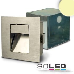   LED süllyesztett, négyszögletes IP44, rozsdamentes acél,1W, meleg fehér, vakolatdobozzal
