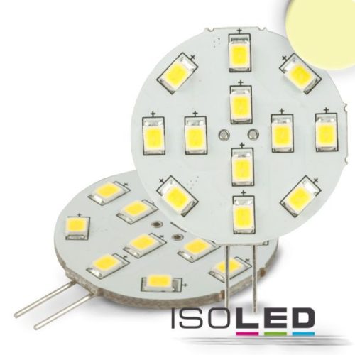 G4 LED szpot fényforrás, 12 SMD chippel, 2W,meleg fehér, oldalsó foglalattal