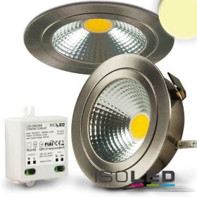   LED bútorba süllyesztheto szpotlámpa COB reflektorral, 3W, 60°,szálcsiszolt nikkel , meleg fehér
