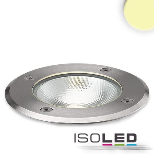 LED padlóba süllyesztett lámpa, kerek, rozsdamentes acél,  IP67, 7 W COB, 90°, meleg fehér