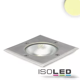   LED padlóba süllyesztett lámpa, szögletes, rozsdamentes acél, IP67, 7W COB, 90°, meleg fehér