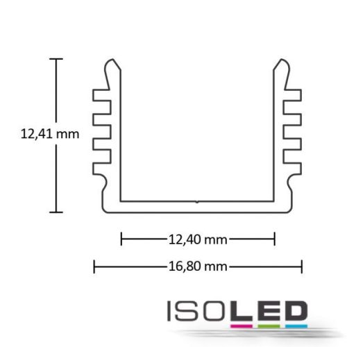 LED SURF12 BORDERLESS konstrukciós profil, alumínium, fekete, eloxált, RAL 9005,  H:200 cm
