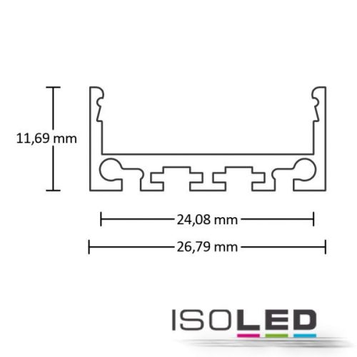 LED konstrukciós profil SURF24 FLAT, alumínium, porfestett fehér RAL 9010,  H:200 cm