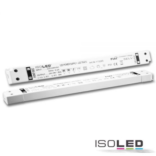 LED trafó 24V/DC, 0-30W, slim, SELV