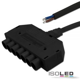   Mini-Plug 6-os elosztó, female, 1 m, 2x0,75, fekete, max. 24 V/10 A