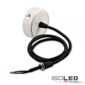   Mennyezeti rózsa 70mm, kerek, fehér,  2 pólusú szövettel bevont kábel, 1,5 m