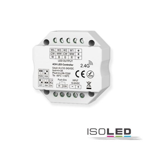 Sys-Pro nyom/rádió PWM Mesh Dimmer, 1-4 csatornás, 12-24V DC 4x3A