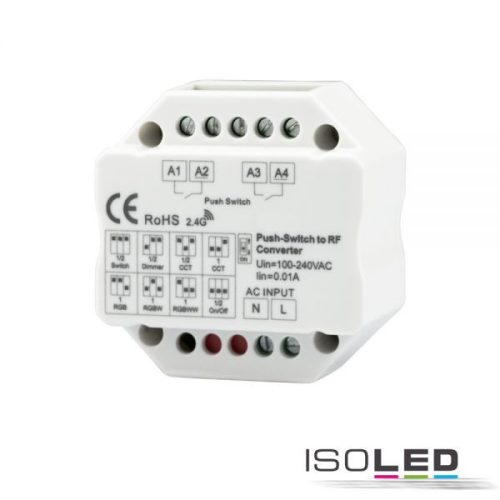 Sys-Pro Push switch RF konverterhez,2-Push bemenet Funk-Output  Switch/Dimm/CCT/ RGB/RGB+W,100-240 V