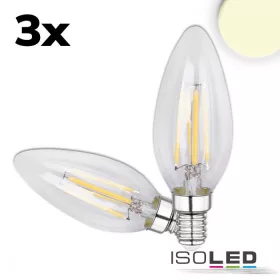   E14 LED gyertya, 4W, világos, meleg fehér, 3 darabos csomagban