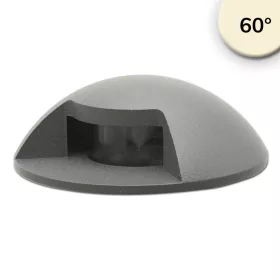   LED Padlóba süllyesztett lámpa, kerek 1SIDE 60mm, fekete, 12-24V, IP67, 3W, 60°, meleg fehér