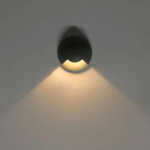 LED Padlóba süllyesztett lámpa, kerek 1SIDE 60mm, fekete, 12-24V, IP67, 3W, 60°, meleg fehér