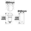 LED Padlóba süllyesztett lámpa, kerek 1SIDE 60mm, fekete, 12-24V, IP67, 3W, 60°, meleg fehér