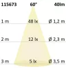 LED Padlóba süllyesztett lámpa, kerek 1SIDE 60mm, fekete, 12-24V, IP67, 3W, 60°, meleg fehér