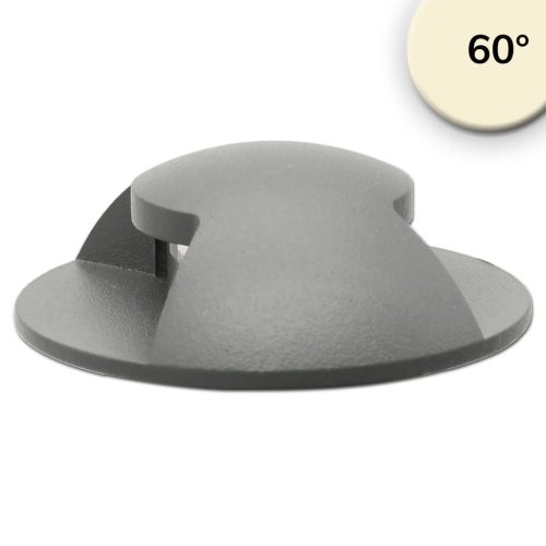 LED Padlóba süllyesztett lámpa, kerek 2SIDE 60mm, fekete, 12-24V, IP67, 3W, 60°, meleg fehér