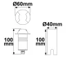 LED Padlóba süllyesztett lámpa, kerek 2SIDE 60mm, fekete, 12-24V, IP67, 3W, 60°, meleg fehér