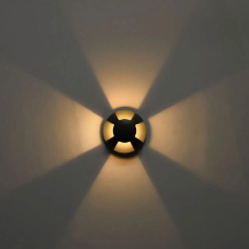 LED Padlóba süllyesztett lámpa, kerek 4SIDE 60mm, fekete, 12-24V, IP67, 3W, 60°, meleg fehér