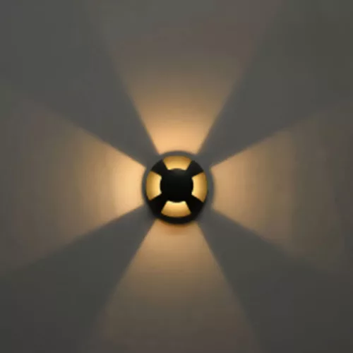 LED Padlóba süllyesztett lámpa, kerek 4SIDE 60mm, fekete, 12-24V, IP67, 3W, 60°, meleg fehér