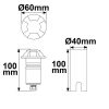 LED Padlóba süllyesztett lámpa, kerek 4SIDE 60mm, fekete, 12-24V, IP67, 3W, 60°, meleg fehér