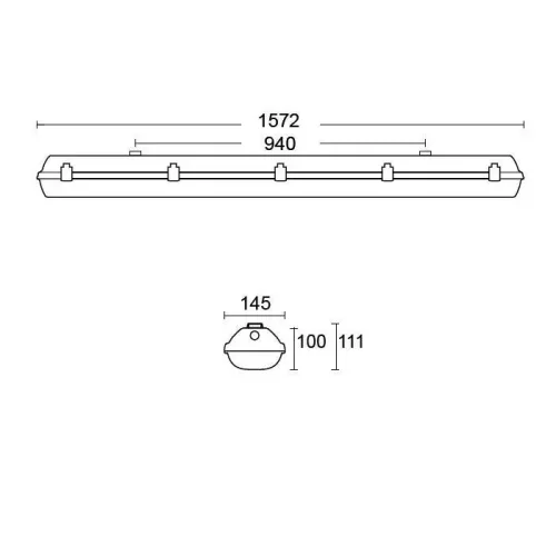 LED Por és páramentes robbanásbiztos lámpatest ATEX II 150cm, 54W, IP66, hideg fehér. IK10
