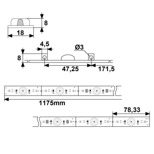 LED pálca Backlight 840, 1175mm, 180° lencse, 24V, 16W, IP20, semleges fehér, dimmelhető, T5-T8 fénycső helyett