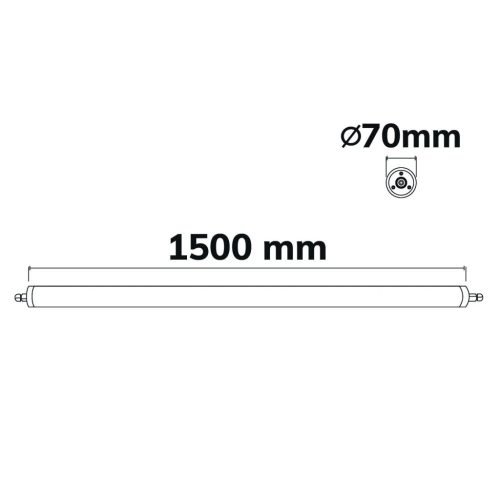 LED lineáris lámpa HP 150cm, IP69K, 48W, 155lm/W, 6000K, IK10 ütésálló, nagynyomással, gőzzel tisztítható