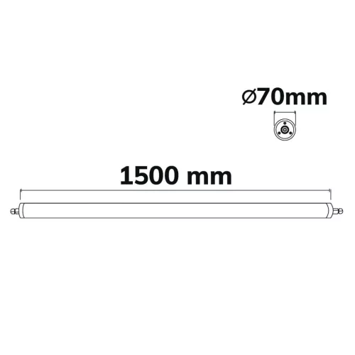 LED lineáris lámpa HP 150cm, IP69K, 48W, 155lm/W, 6000K, IK10 ütésálló, nagynyomással, gőzzel tisztítható