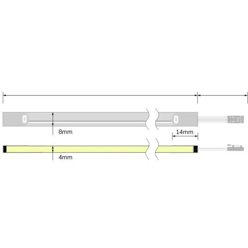 LED NeonPRO930 Custom flexibilis szalag B04H08, 24V DC, 10W, IP67, 3000K, 5m, 180 LED/m, klipszekkel