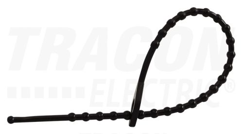 Tracon Gyöngyös nyitható kábelkötegelő, fekete 120×1,3mm, D=6-25mm, PE