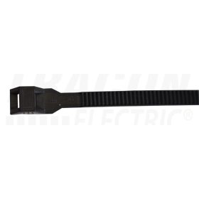   Tracon PA12 kábelkötegelő, UV-álló, fekete 132×9mm, D=4-27mm, PA12