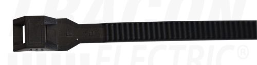 Tracon PA12 kábelkötegelő, UV-álló, fekete 132×9mm, D=4-27mm, PA12