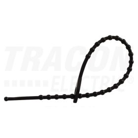   Tracon Gyöngyös nyitható kábelkötegelő, fekete 150×2mm, D=8-35mm, PE