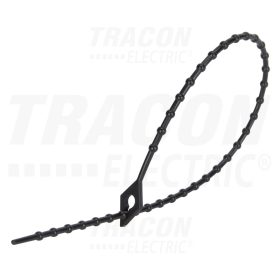   Tracon Gyöngyös nyitható kábelkötegelő, fekete 150×1,7mm, D=4-38mm, PA6.6