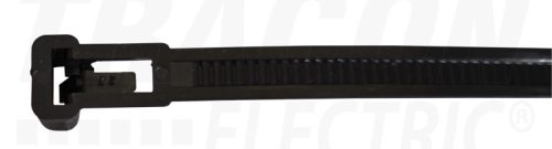 Tracon Nyitható kábelkötegelő, fekete 200×7.6mm, D=10-50mm, PA 6.6