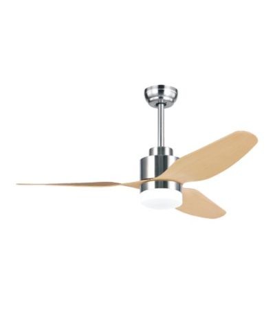 Mennyezeti Ventilátor 18W Led Lámpával, Króm Kivitelben, Juharfa Lapátokkal , Nyári / Téli Funkcióval