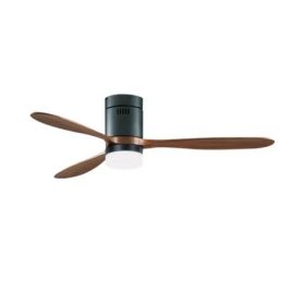   Mennyezeti Ventilátor 15W Led Lámpával, Fekete Kivitelben, Cseresznyefa Lapátokkal , Nyári / Téli Funkcióval
