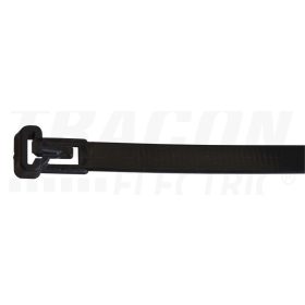   Tracon Nyitható kábelkötegelő, fekete 250×7.6mm, D=10-65mm, PA 6.6