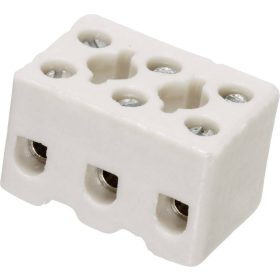   Porcelán sorkapocs, csavaros, 3 pólus, max. 4 mm², fehér, 32A, 450V