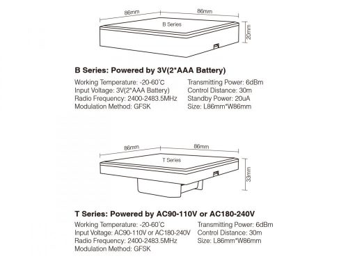 MiLight B4B RGB+CCT fali vezérlő, fekete