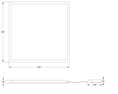 Es-system Flat op Led panel 35W 4000K IP40 597x597mm 4300lm RAL9016