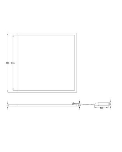 Es-system Flat Led panel 44W 4000K IP65 595x595mm 5200lm RAL9016