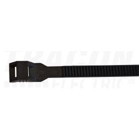   Tracon PA12 kábelkötegelő, UV-álló, fekete 350×9mm, D=25-93mm, PA12
