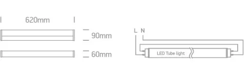 38114EE / C CHROME T8 LED cső 600mm IP44