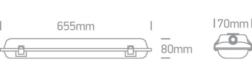 38118E IP65 1xt8 LED cső 600mm PC / PC
