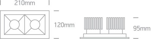 50220B / B / W Fekete COB LED 2x20W WW 30DEG 230V