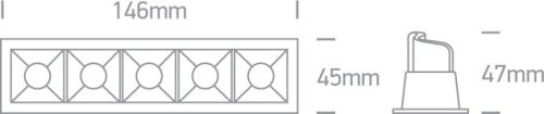 50502b / b / w Fekete LED 5x2W WW 30deg IP20 700MA szabályozható