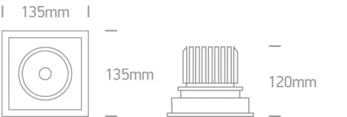 51120TR / W / W fehér COB LED 20W WW 36D IP20 félig Trimless + Driver 230V