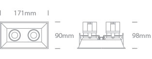 51211C / W / W fehér COB 2x11W WW IP20 38DEG 230V Állítható sötét fény