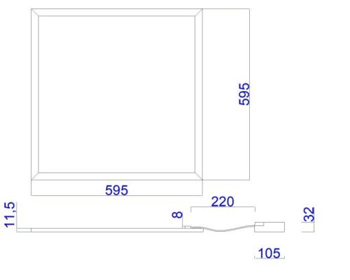 Es-system Flat Led office panel 40W 4000K IP40 595x595mm 4000lm RAL9016